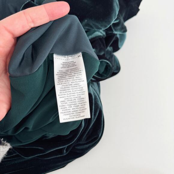 Ralph Lauren Dark Green Velvet Puff-Sleeve Ruched Cocktail Dress Size 16 - Picture 8 of 8